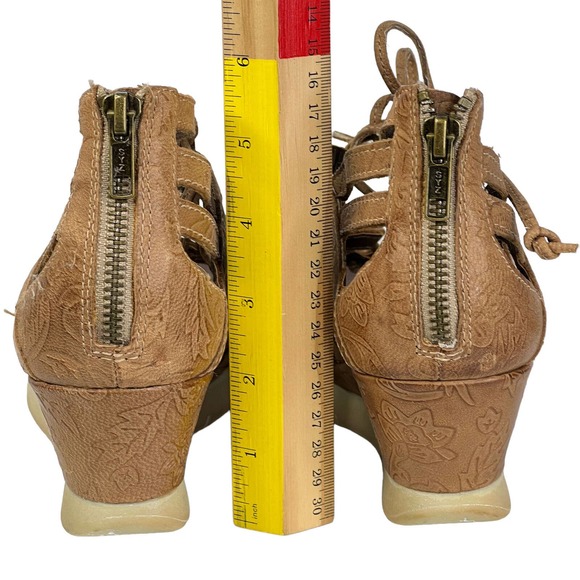 OTBT Brown Nomadic Summer Gladiator Wedge Heel Lace Up Strappy Sandals US 8.5 - Picture 5 of 9
